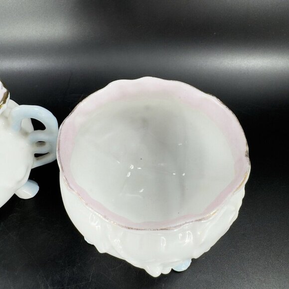 Antique Porcelain Sugar And Creamer Set 2 German Kitchenware Open Sugar Decor - Picture 11 of 16